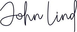 Blau handschriftliche Unterschrift von John Lind, passend zu Maul Wintergarten und dem Versprechen von Licht, Raum und Lebensqualität.